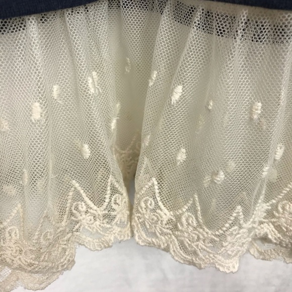 Altar’d State Navy Cream Stripe Lace Scalloped - Picture 4 of 8